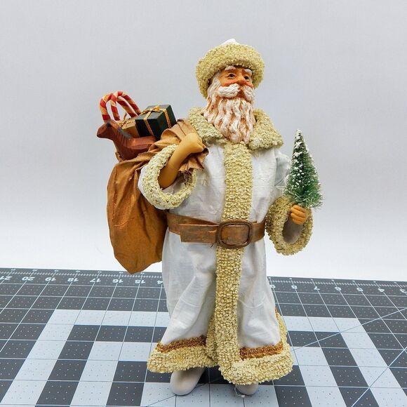 Clothique Possible Dreams 1987 Santa 10 Inch White Robe Bag of Toys Tree - Picture 1 of 7